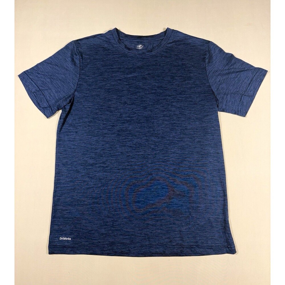 Athletic Works DriWorks Men's Heathered Blue Crew Neck Tee Shirt Size M 38-40